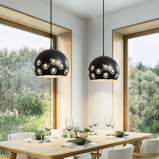 Minimalist 1 Head Drop Pendant with Metal Shade Black Finish Domed Ceiling Suspension Lamp Black A Clearhalo 'Ceiling Lights' 'Modern Pendants' 'Modern' 'Pendant Lights' 'Pendants' Lighting' 982740