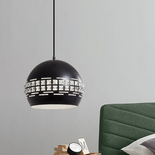 Minimalist 1 Head Drop Pendant with Metal Shade Black Finish Domed Ceiling Suspension Lamp Black B Clearhalo 'Ceiling Lights' 'Modern Pendants' 'Modern' 'Pendant Lights' 'Pendants' Lighting' 982744