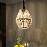 Clear Crystal Rhombus Pendulum Light Minimalism 1-Light Black Ceiling Hang Fixture Clear Clearhalo 'Ceiling Lights' 'Modern Pendants' 'Modern' 'Pendant Lights' 'Pendants' Lighting' 982757