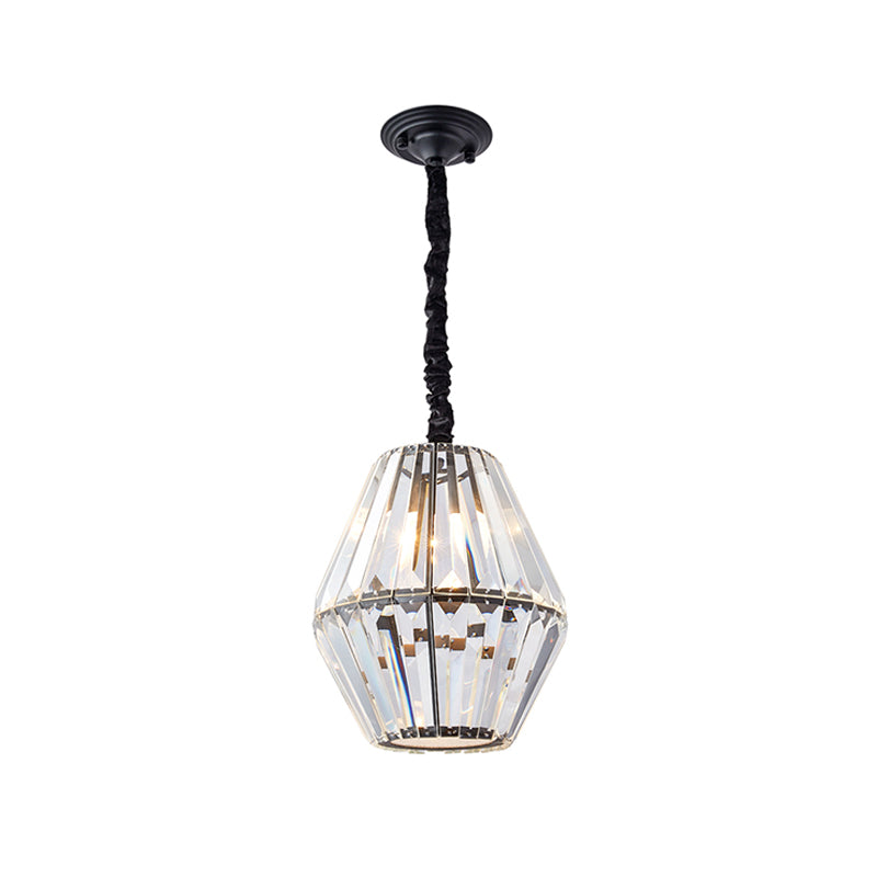 Clear Crystal Rhombus Pendulum Light Minimalism 1-Light Black Ceiling Hang Fixture Clearhalo 'Ceiling Lights' 'Modern Pendants' 'Modern' 'Pendant Lights' 'Pendants' Lighting' 982759