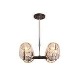 Conic Hanging Light Kit Modernism Crystal Block 4/6 Lights Dining Room Island Lighting in Black Clearhalo 'Ceiling Lights' 'Island Lights' Lighting' 982787