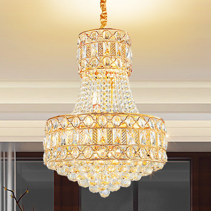 Baroque Empire Chandelier 5 Lights Crystal Suspension Lighting in Gold for Living Room Clearhalo 'Ceiling Lights' 'Chandeliers' Lighting' options 982807