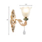 Traditional Ruffle Shade Wall Light 1/2-Bulb Opal Frosted Glass Sconce Lighting in Gold Clearhalo 'Wall Lamps & Sconces' 'Wall Lights' Lighting' 982954