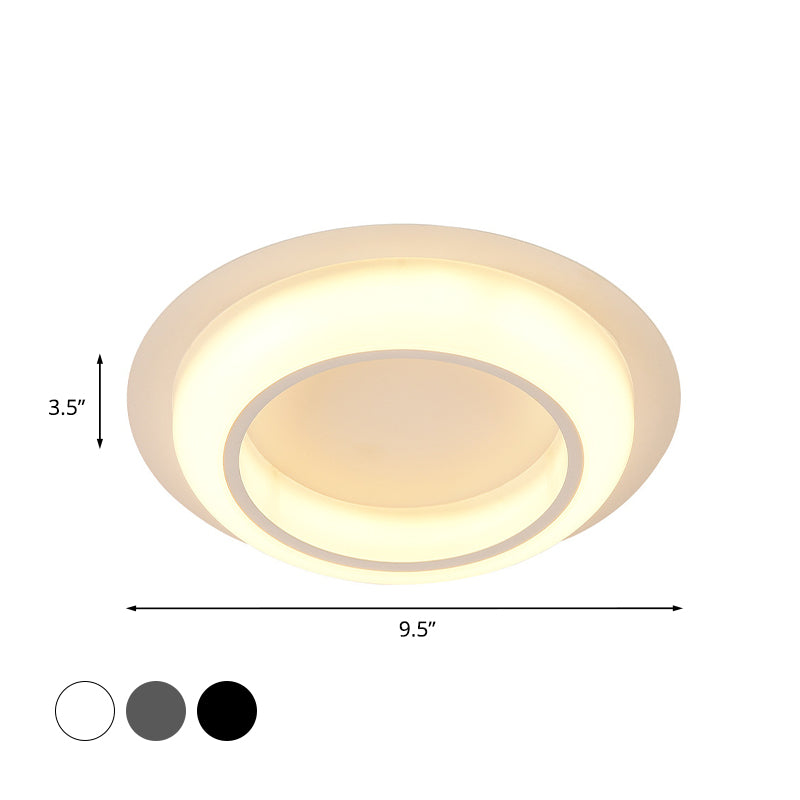 Acrylic Circle-Shaped Ceiling Lighting Nordic Black/White/Grey LED Flush Mount Fixture for Bedroom Clearhalo 'Ceiling Lights' 'Close To Ceiling Lights' 'Close to ceiling' 'Flush mount' Lighting' 983078