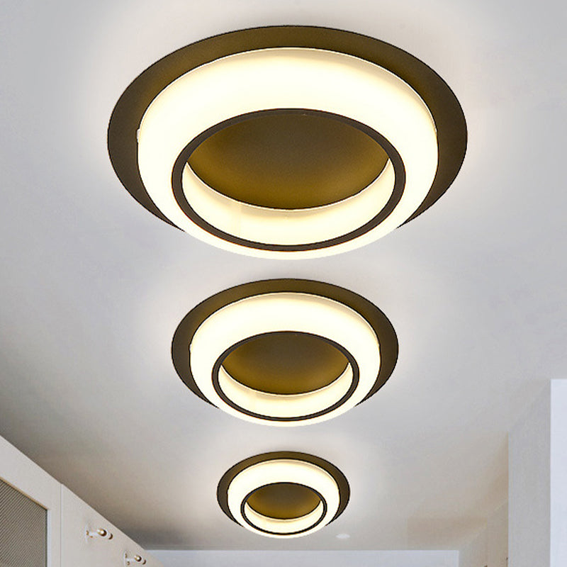 Acrylic Circle-Shaped Ceiling Lighting Nordic Black/White/Grey LED Flush Mount Fixture for Bedroom Clearhalo 'Ceiling Lights' 'Close To Ceiling Lights' 'Close to ceiling' 'Flush mount' Lighting' 983080
