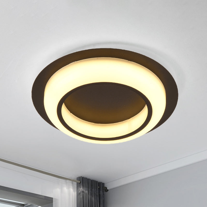 Acrylic Circle-Shaped Ceiling Lighting Nordic Black/White/Grey LED Flush Mount Fixture for Bedroom Black Clearhalo 'Ceiling Lights' 'Close To Ceiling Lights' 'Close to ceiling' 'Flush mount' Lighting' 983083
