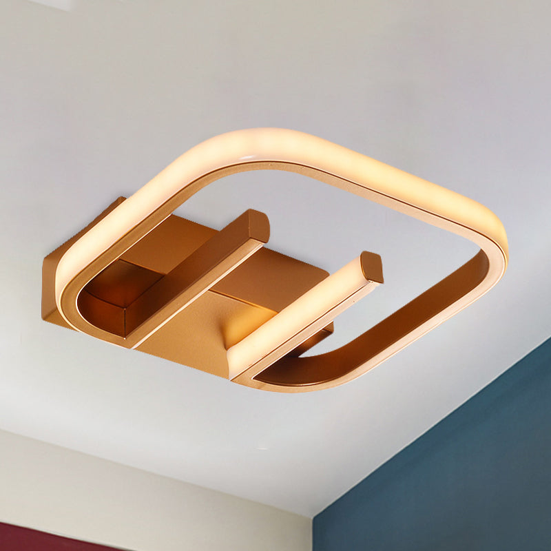 Metallic Geometrical Flush Mount Nordic White/Black/Gold LED Ceiling Light Fixture in White/Warm Light for Hallway - Clearhalo - 'Ceiling Lights' - 'Close To Ceiling Lights' - 'Close to ceiling' - 'Flush mount' - Lighting' - 983088
