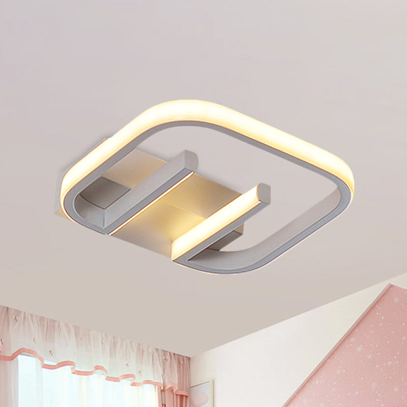 Metallic Geometrical Flush Mount Nordic White/Black/Gold LED Ceiling Light Fixture in White/Warm Light for Hallway - Clearhalo - 'Ceiling Lights' - 'Close To Ceiling Lights' - 'Close to ceiling' - 'Flush mount' - Lighting' - 983096