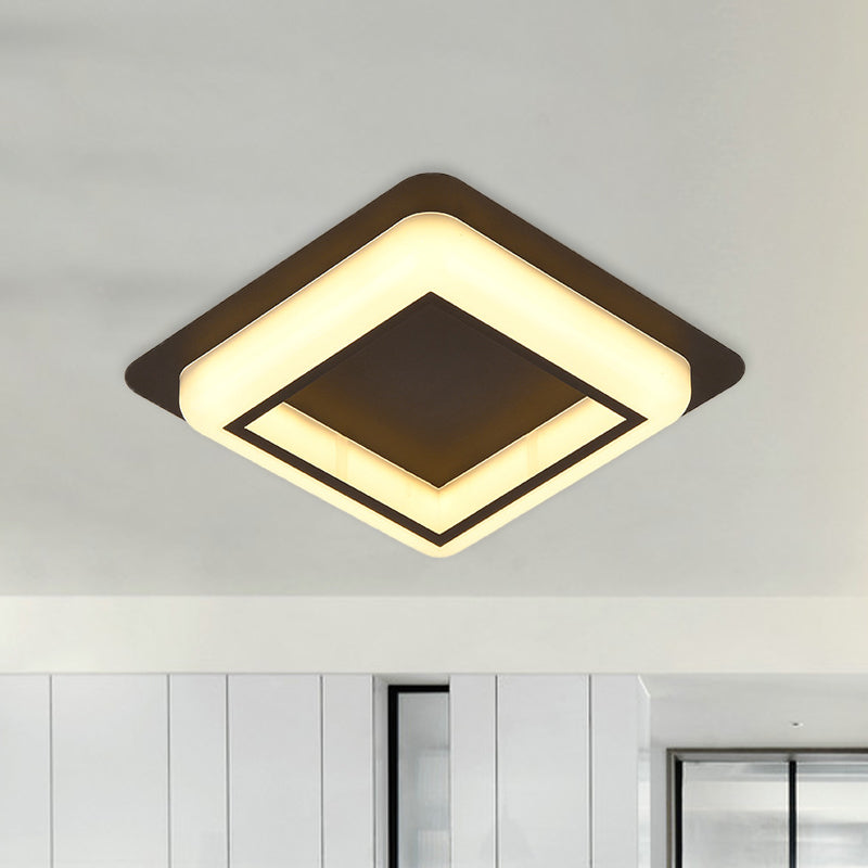 Square Ceiling Flush Mount Contemporary Acrylic Bedroom LED Flush Light Fixture in White/Black/Grey Clearhalo 'Ceiling Lights' 'Close To Ceiling Lights' 'Close to ceiling' 'Flush mount' Lighting' 983104