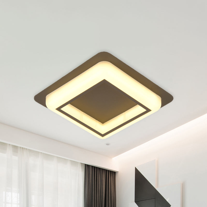 Square Ceiling Flush Mount Contemporary Acrylic Bedroom LED Flush Light Fixture in White/Black/Grey Clearhalo 'Ceiling Lights' 'Close To Ceiling Lights' 'Close to ceiling' 'Flush mount' Lighting' 983109