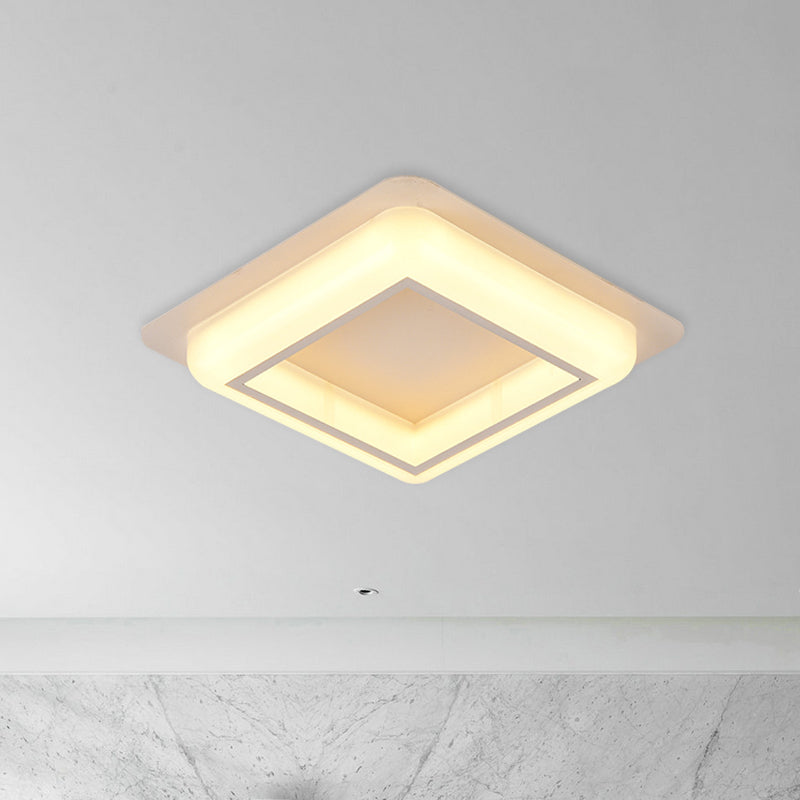 Square Ceiling Flush Mount Contemporary Acrylic Bedroom LED Flush Light Fixture in White/Black/Grey Clearhalo 'Ceiling Lights' 'Close To Ceiling Lights' 'Close to ceiling' 'Flush mount' Lighting' 983113