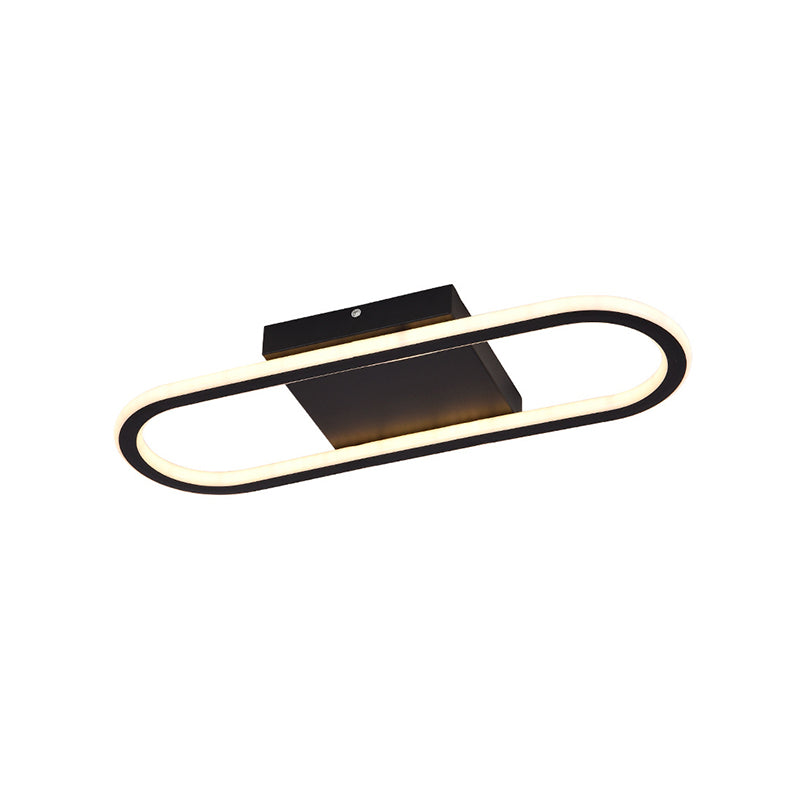 15"/19" L Metal Ellipse Flush Light Simplicity Black/White LED Ceiling Mounted Fixture, White/Warm Light Clearhalo 'Ceiling Lights' 'Close To Ceiling Lights' 'Close to ceiling' 'Flush mount' Lighting' 983155