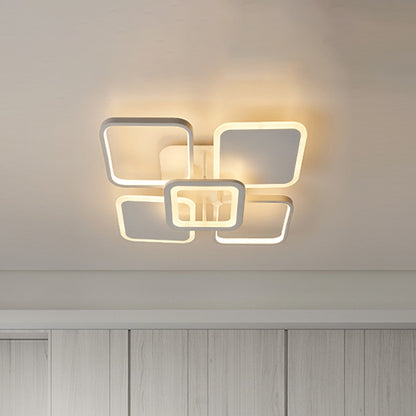 Metal Square/Diamond Semi Mount Lighting Nordic LED White Close to Ceiling Lamp for Dorm in White/Warm Light White Clearhalo 'Ceiling Lights' 'Close To Ceiling Lights' 'Close to ceiling' 'Semi-flushmount' Lighting' 983181