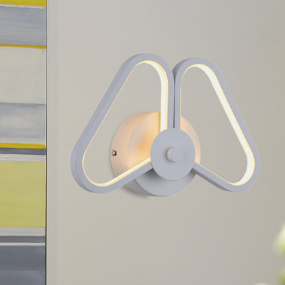 Metal Double Triangles Scone Light Simplicity White/Black LED Wall Lighting Idea in White/Warm Light White Clearhalo 'Cast Iron' 'Glass' 'Industrial' 'Modern wall lights' 'Modern' 'Tiffany' 'Traditional wall lights' 'Wall Lamps & Sconces' 'Wall Lights' Lighting' 983221