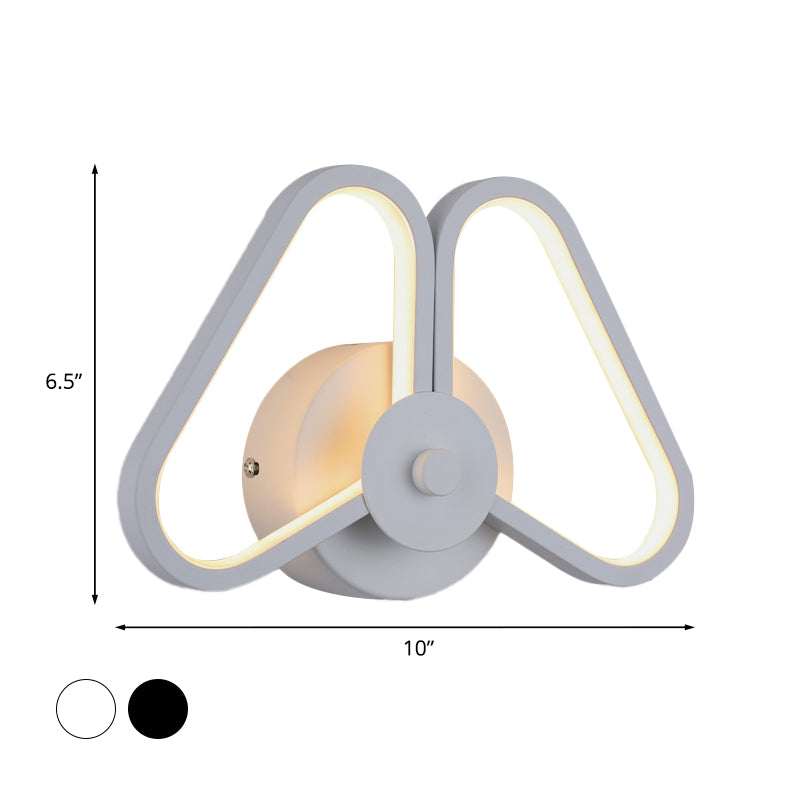 Metal Double Triangles Scone Light Simplicity White/Black LED Wall Lighting Idea in White/Warm Light Clearhalo 'Cast Iron' 'Glass' 'Industrial' 'Modern wall lights' 'Modern' 'Tiffany' 'Traditional wall lights' 'Wall Lamps & Sconces' 'Wall Lights' Lighting' 983224