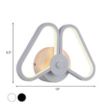 Metal Double Triangles Scone Light Simplicity White/Black LED Wall Lighting Idea in White/Warm Light Clearhalo 'Cast Iron' 'Glass' 'Industrial' 'Modern wall lights' 'Modern' 'Tiffany' 'Traditional wall lights' 'Wall Lamps & Sconces' 'Wall Lights' Lighting' 983224