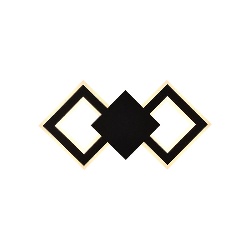 Black/White Rhombus Wall Lighting Idea Nordic LED Metal Sconce Light Fixture for Bedroom, White/Warm Light Clearhalo 'Cast Iron' 'Glass' 'Industrial' 'Modern wall lights' 'Modern' 'Tiffany' 'Traditional wall lights' 'Wall Lamps & Sconces' 'Wall Lights' Lighting' 983231