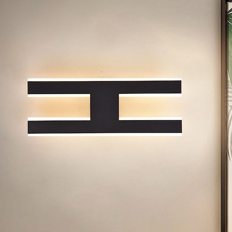 Alphabet Metal Wall Lamp Modern LED White/Black Sconce Light Fixture for Bedside in White/Warm Light Black Clearhalo 'Cast Iron' 'Glass' 'Industrial' 'Modern wall lights' 'Modern' 'Tiffany' 'Traditional wall lights' 'Wall Lamps & Sconces' 'Wall Lights' Lighting' 983237