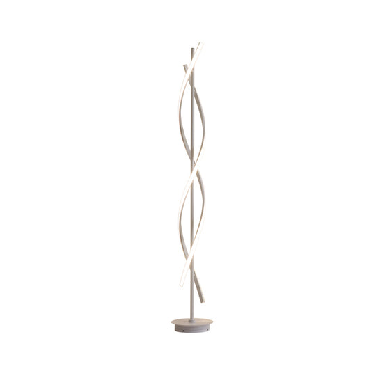 Acrylic Spiral Linear Standing Floor Lighting Simplicity LED White Floor Reading Lamp for Bedroom Clearhalo 'Floor Lamps' 'Lamps' Lighting' 983364