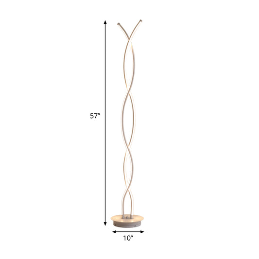 Acrylic Spiral Linear Standing Floor Lighting Simplicity LED White Floor Reading Lamp for Bedroom Clearhalo 'Floor Lamps' 'Lamps' Lighting' 983370