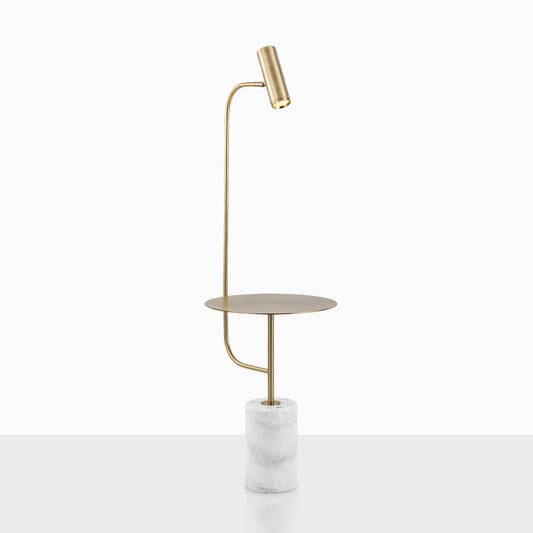 Gold Finish Short Tube Stand Up Light Modernism LED Metallic Floor Table Lamp for Drawing Room Clearhalo 'Floor Lamps' 'Lamps' Lighting' 983384