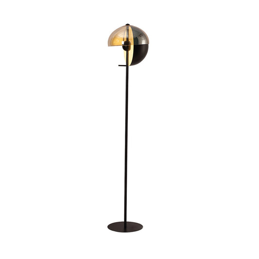 Adjustable Semicircle Standing Floor Lamp Modernism Metallic 1 Bulb Black Floor Reading Light Clearhalo 'Floor Lamps' 'Lamps' Lighting' 983389