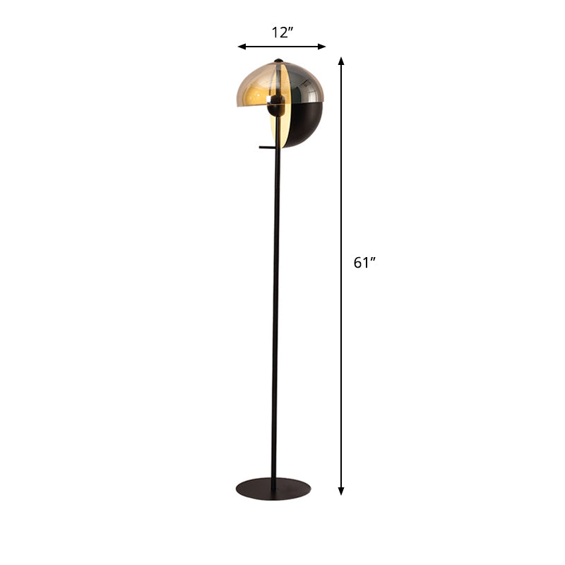 Adjustable Semicircle Standing Floor Lamp Modernism Metallic 1 Bulb Black Floor Reading Light Clearhalo 'Floor Lamps' 'Lamps' Lighting' 983390