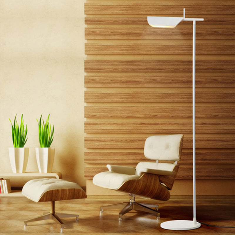 Minimalist Right Angle Floor Lighting Metallic LED Bedroom Standing Floor Lamp in White/Black White Clearhalo 'Floor Lamps' 'Lamps' Lighting' 983395