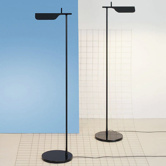 Minimalist Right Angle Floor Lighting Metallic LED Bedroom Standing Floor Lamp in White/Black Black Clearhalo 'Floor Lamps' 'Lamps' Lighting' 983399