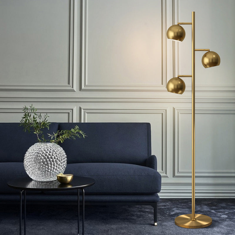 Postmodern Sphere Tree Floor Lighting Metallic 3-Light Drawing Room Stand Up Lamp in Gold Gold Clearhalo 'Floor Lamps' 'Lamps' Lighting' 983411
