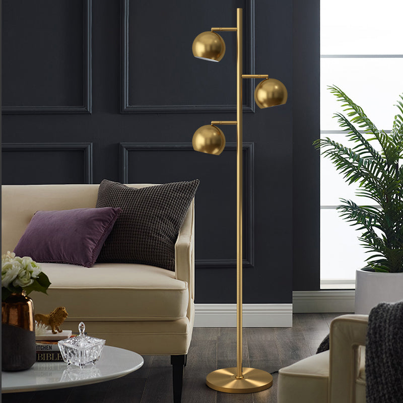 Postmodern Sphere Tree Floor Lighting Metallic 3-Light Drawing Room Stand Up Lamp in Gold Clearhalo 'Floor Lamps' 'Lamps' Lighting' 983412