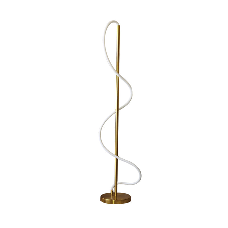 Metallic Spiral Line Reading Floor Light Modernist LED Stand Up Lamp in Gold for Study Room Clearhalo 'Floor Lamps' 'Lamps' Lighting' 983421