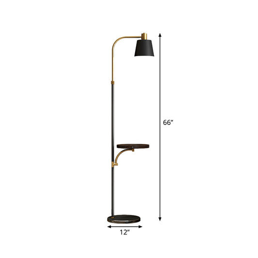 Metallic Barrel Floor Table Light Post Modern Single Black and Gold Finish Standing Floor Lamp Clearhalo 'Floor Lamps' 'Lamps' Lighting' 983430