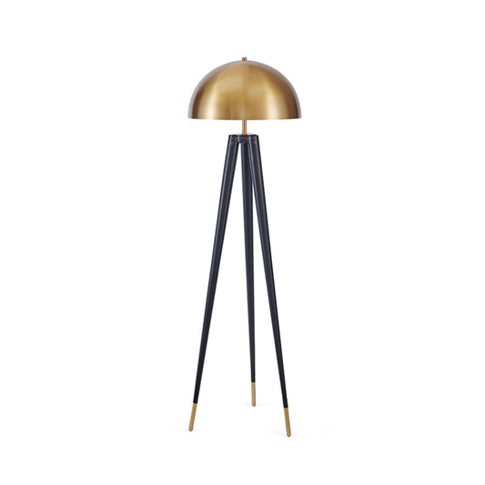 Mid Century Semicircle Stand Up Lamp Metal 1 Bulb Living Room Tripod Floor Light in Black and Gold Clearhalo 'Floor Lamps' 'Lamps' Lighting' 983433