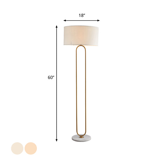 Drum Fabric Shade Stand Up Lamp Modernist Single Light Beige/Flaxen Reading Floor Light for Living Room Clearhalo 'Floor Lamps' 'Lamps' Lighting' 983474