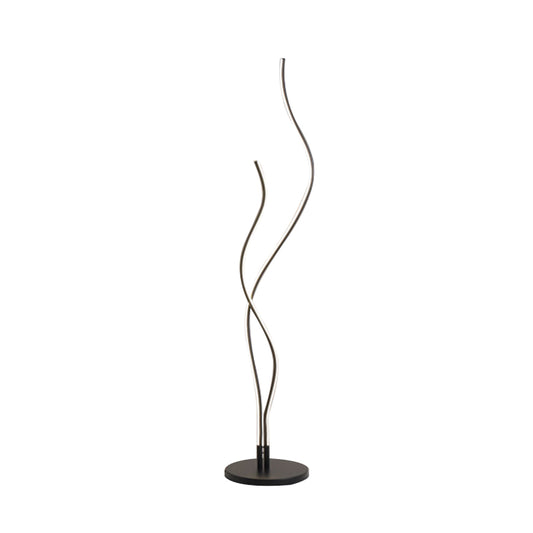 Modernist Waving Line Stand Up Lamp Acrylic LED Bedroom Reading Floor Light in Black/White Clearhalo 'Floor Lamps' 'Lamps' Lighting' 983484