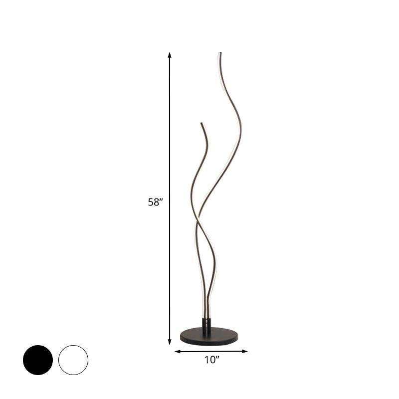 Modernist Waving Line Stand Up Lamp Acrylic LED Bedroom Reading Floor Light in Black/White Clearhalo 'Floor Lamps' 'Lamps' Lighting' 983486