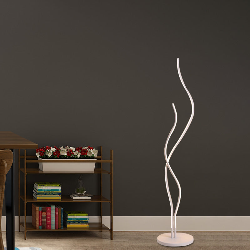 Modernist Waving Line Stand Up Lamp Acrylic LED Bedroom Reading Floor Light in Black/White Clearhalo 'Floor Lamps' 'Lamps' Lighting' 983489