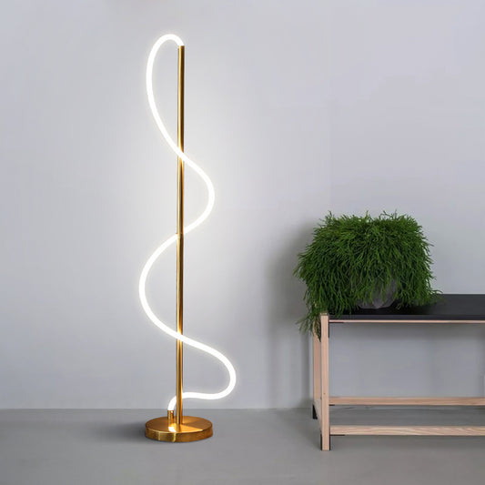 Glass Spiral Standing Lamp Minimalist LED Gold Floor Reading Lighting in Warm/White Light Clearhalo 'Floor Lamps' 'Lamps' Lighting' 983496