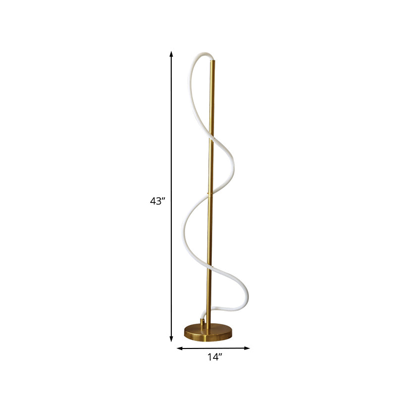 Glass Spiral Standing Lamp Minimalist LED Gold Floor Reading Lighting in Warm/White Light Clearhalo 'Floor Lamps' 'Lamps' Lighting' 983498
