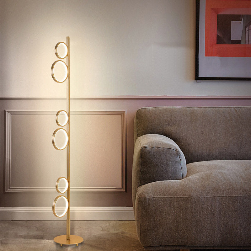 Sphere Shape Stand Up Lamp Nordic Acrylic Black/White/Gold LED Floor Lighting in Warm/White Light Gold Clearhalo 'Floor Lamps' 'Lamps' Lighting' 983511