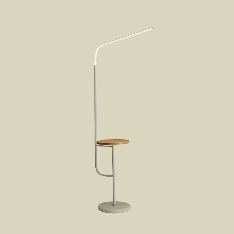 Tubular Reading Floor Light with Shelf Nordic Acrylic LED Bedroom Stand Up Lamp in Black/White Clearhalo 'Floor Lamps' 'Lamps' Lighting' 983542