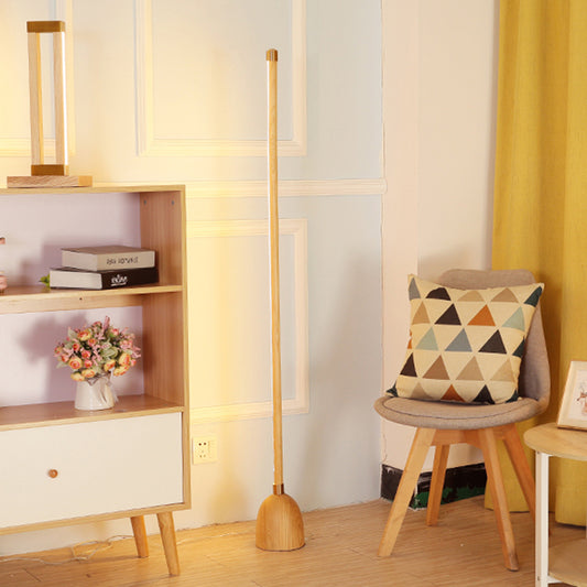 Wood Tubular Standing Lamp Nordic LED Floor Reading Lighting in Beige for Living Room Wood Clearhalo 'Floor Lamps' 'Lamps' Lighting' 983567