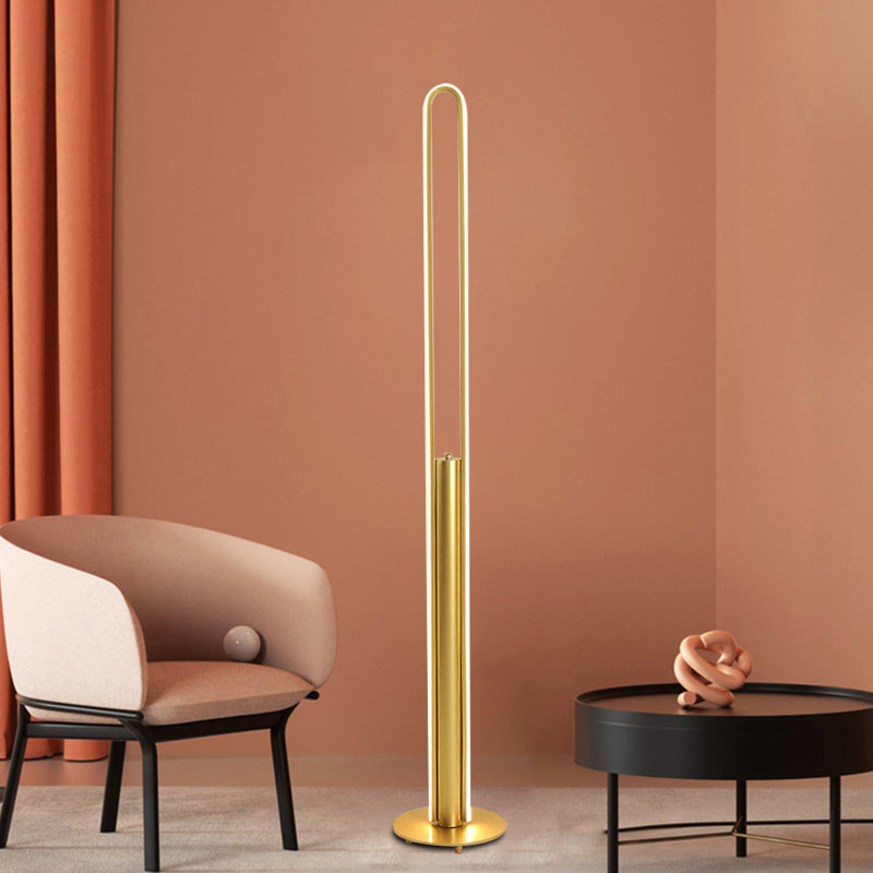 Acrylic Tubular Reading Floor Lighting Minimalist Black/White/Gold LED Standing Lamp in Warm/White Light Clearhalo 'Floor Lamps' 'Lamps' Lighting' 983588