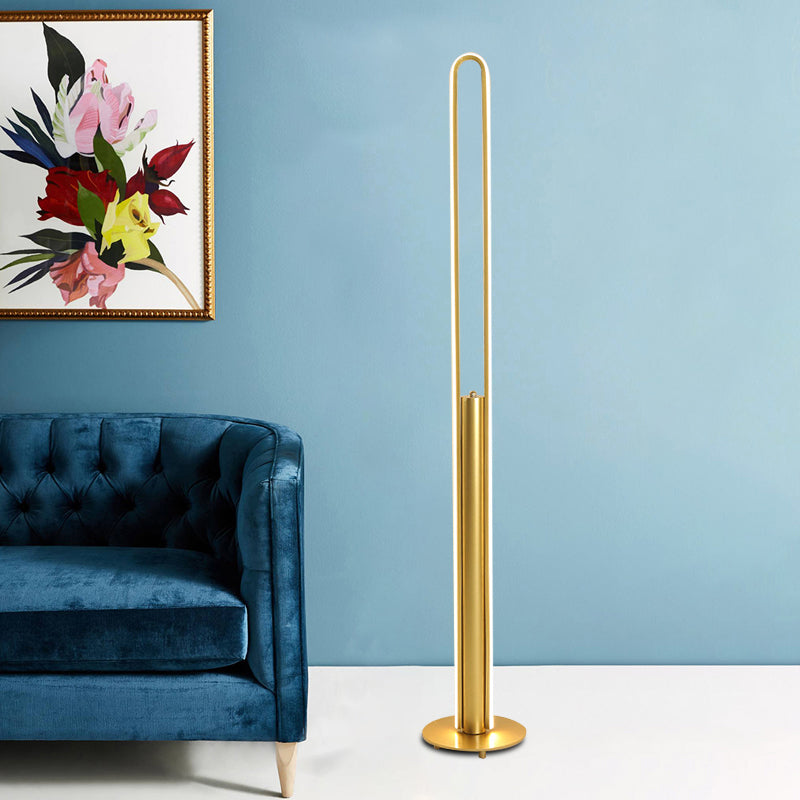 Acrylic Tubular Reading Floor Lighting Minimalist Black/White/Gold LED Standing Lamp in Warm/White Light Clearhalo 'Floor Lamps' 'Lamps' Lighting' 983589