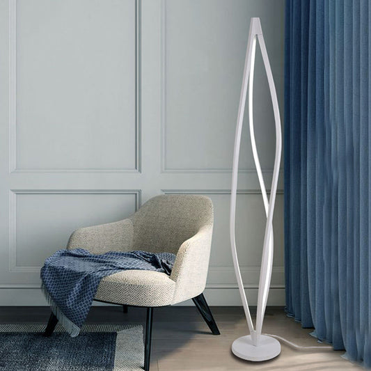 Nordic Geometrical Reading Floor Lighting Acrylic LED Bedside Standing Light in Black/White White Clearhalo 'Floor Lamps' 'Lamps' Lighting' 983603