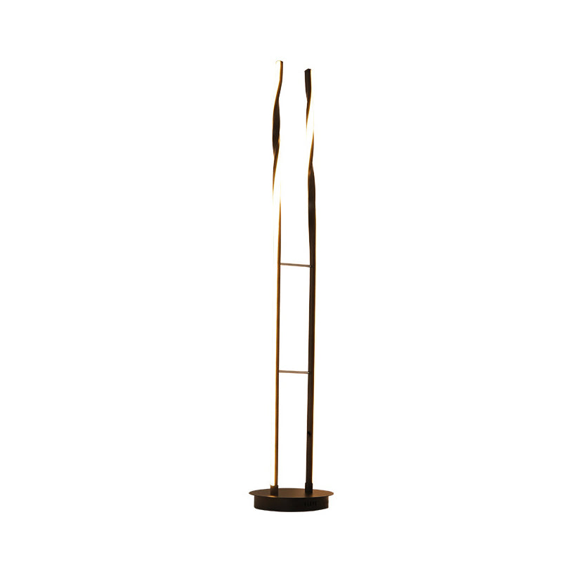 Minimalist Ladder Standing Lamp Acrylic LED Bedroom Reading Floor Lighting in Black, Warm/White/Natural Light Clearhalo 'Floor Lamps' 'Lamps' Lighting' 983621