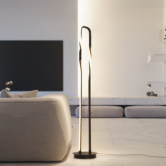 Black Rectangle Frame Floor Reading Lighting Contemporary LED Metal Stand Up Lamp in Warm/White/Natural Light Black Clearhalo 'Floor Lamps' 'Lamps' Lighting' 983623