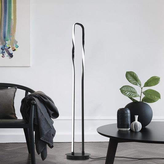 Black Rectangle Frame Floor Reading Lighting Contemporary LED Metal Stand Up Lamp in Warm/White/Natural Light Clearhalo 'Floor Lamps' 'Lamps' Lighting' 983624