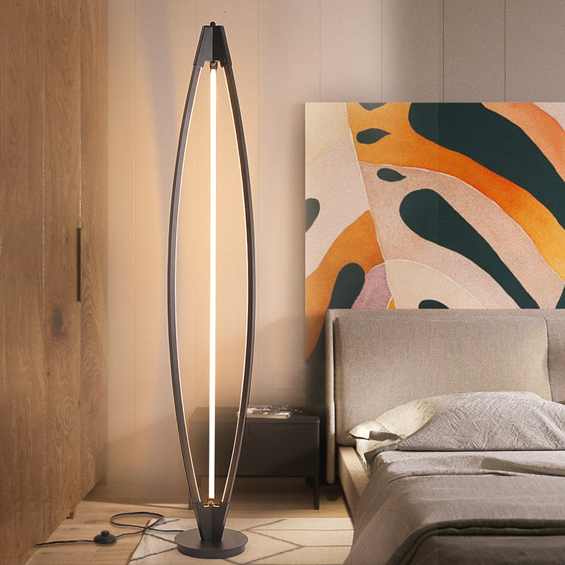 Geometric Standing Lamp Nordic Acrylic Black/White/Gold LED Reading Lighting for Living Room, Warm/White Light Black Clearhalo 'Floor Lamps' 'Lamps' Lighting' 983627